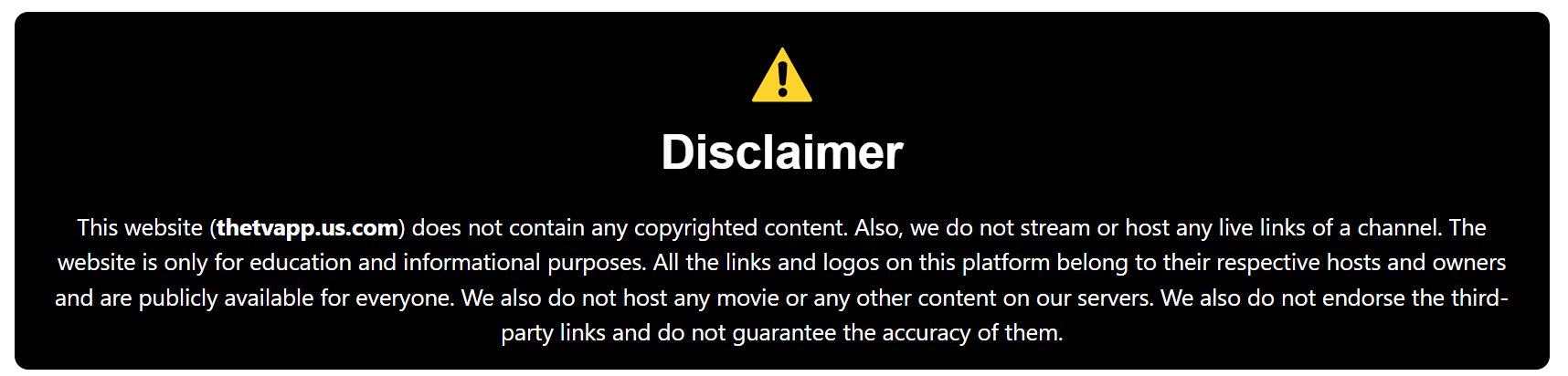 Disclaimer TheTVApp